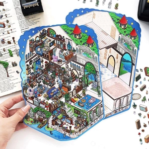 Autocollants de scènes d'architecture intérieure miniatures pour décoration de journaux
