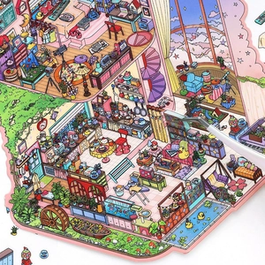Autocollants de scènes d'intérieur isométriques DIY avec pièces dessinées à la main