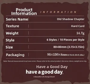 Detailed specifications of Old Shadow Chapter vintage paper cards for journaling decoration
