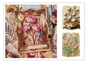 Detail von Briefpress-Prägepapier mit Blumen für Vintage-Scrapbooking und DIY-Handwerk