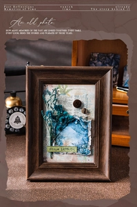 Close-up of vintage floral collage stickers with dried flowers and antique paper for DIY