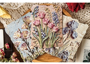 Detail von vintage geprägtem Blumenpapier mit unregelmäßigen Kanten für Bullet Journal