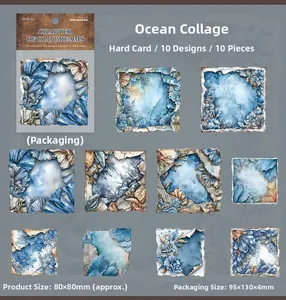 Macro detail of blue floral vintage aesthetic card stickers for scrapbooking and DIY collage