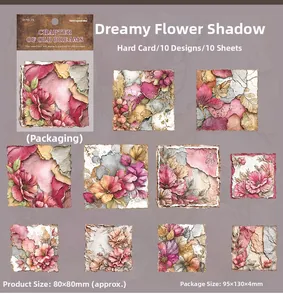 Macro view of 10 vintage floral paper frames with torn edges for scrapbooking