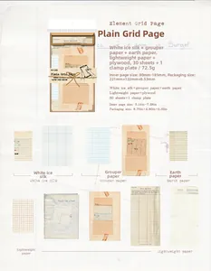 Detalle del set de papel scrapbooking vintage con texturas mixtas y portapapeles