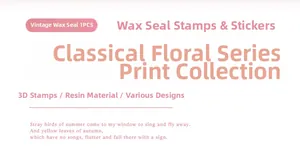 Detail showing the Classical Flowers series 3D epoxy resin wax seal sticker for DIY scrapbooking