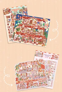 Adesivi per scene di Capodanno con graziose illustrazioni animate per decorare i diari