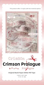 Macrodetail van Crimson Prologue glitter PET washi tape met Nieuwjaarsthema ontwerpen