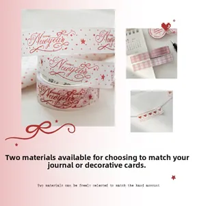 Detailopname van rode Newyear washi tape voor agenda decoratie en envelop verzegeling