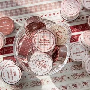 Vintage red grid and star pattern washi tape set for DIY scrapbooking and gift wrapping