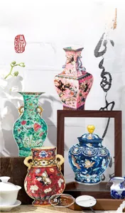 Detailed PET stickers featuring traditional Chinese porcelain patterns for DIY art crafting