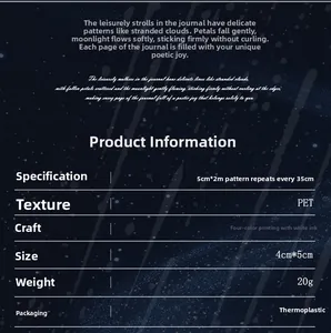 Specifications of waterproof PET tape for journaling with 4-color printing and white ink