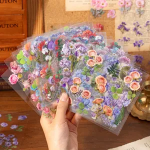 30pcs PET floral sticker set with realistic rose and tulip designs for DIY journals