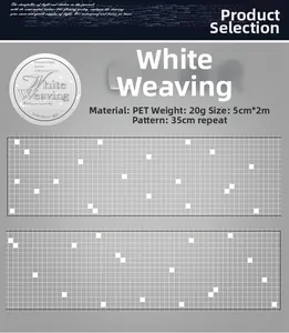 Macro detail of PET decorative tape with white woven pattern for DIY journaling