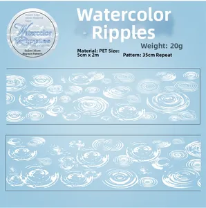 Macro detail of waterproof PET craft tape with white ripple pattern for DIY phone case decor