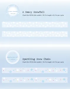 Detail of PET snowflake masking tape with glitter film for DIY winter scrapbooking
