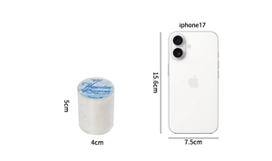 Dreamy wave textured white translucent craft tape shown next to a smartphone for scale