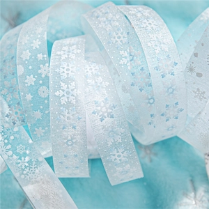 Blue PET snowflake decorative tape for DIY scrapbooking with silver glitter winter patterns