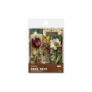 Retro Story book note stickers featuring vintage floral designs and 16 hand-painted plant decals
