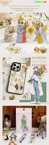 Décoration de coque de téléphone avec autocollants PET imperméables style floral