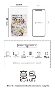 Comparaison de taille de stickers PET fille pour carnets, lot de 20 pièces inclus