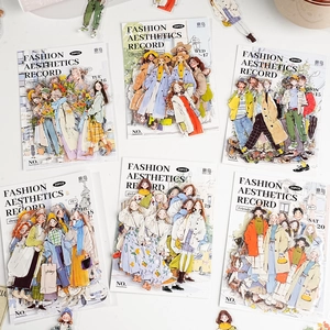 Fashion Aesthetics PET Character Stickers Waterproof Fashionable Outfits Journaling Material DIY Scrapbooking Ornament
