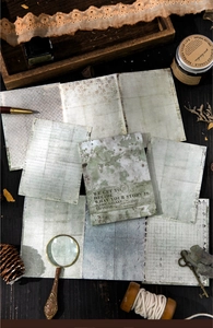 Detailed view of vintage collage decorative material paper with retro props and old textures