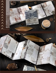 Detail of accordion fold journal with vintage textures and aesthetic collage material