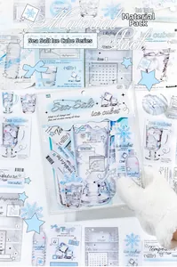 Macro detail of Yuxian sea salt ice cube sticker pack with 22 waterproof winter elements