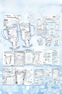 Creative Sea Salt Ice Cube themed scrapbooking stickers with minimalist blue aesthetic art