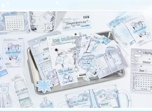 Detailed set of 22 winter sea salt ice theme stationery stickers and calendar cards