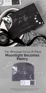Macro view of vintage moon phase silver foil envelope set with three sealing stickers