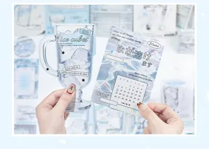 Macro shot of sea salt ice cream style stationery cards with watery texture and calendar detail