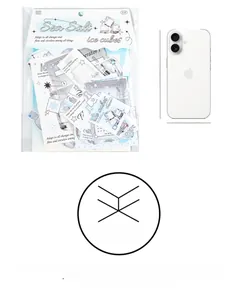 Detailed view of Sea Salt Ice Cubes sticker set with 22 pieces and product size comparison