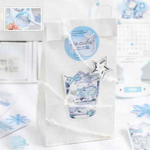 Ice-themed sticker set with snowflake patterns and die-cut craft for gift packaging decoration