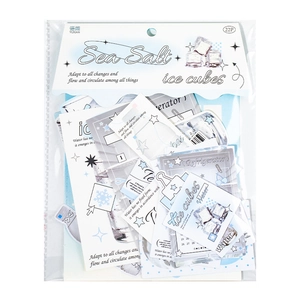 22-piece Sea Salt Ice Cubes themed aesthetic sticker set with blue and white winter elements