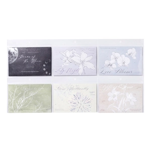Set of 6 vintage silver-stamped art cards featuring moon and botanical themes