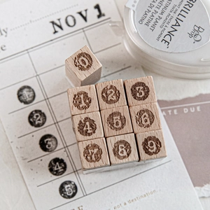 10er-Set Vintage-Holzstempel mit digitalen Motiven für DIY-Tagebücher und Basteln