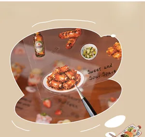 Détail d'autocollants alimentaires en PET avec pince montrant le design prédécoupé