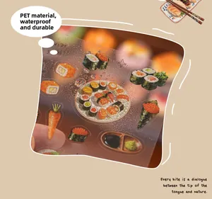Autocollants en PET imperméables avec illustrations japonaises de sushis et sashimis
