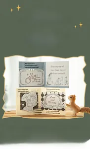 Detailed view of fairy tale themed notepad with retro illustrations and lace textures