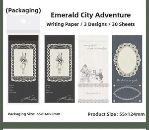 Detail of vintage fairy tale writing paper with three distinct patterns and 30 sheets