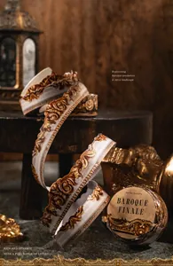 Vintage Baroque frame washi tape spiraled on a rustic stool for DIY scrapbooking decor