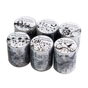 Set di nastri washi gotici serie Dark Night Covenant con teschi e pipistrelli per decoro