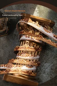 Detailed Baroque style vintage gold frame tape wrapped on a classical Greek column