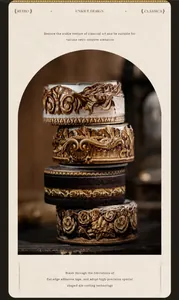 Macro detail of Baroque style scrapbooking tapes with vintage frames and floral patterns
