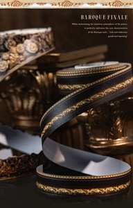 Baroque style decorative tape with golden patterns on a classical column