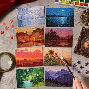 Lot de 8 mini autocollants de puzzle paysage Monet pour scrapbooking et art créatif