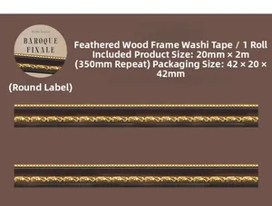 Detail of baroque vintage feather wooden frame design on washi tape for scrapbooking