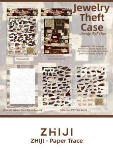 Détail des autocollants de puzzle DIY sur le thème du vol de bijoux pour décoration